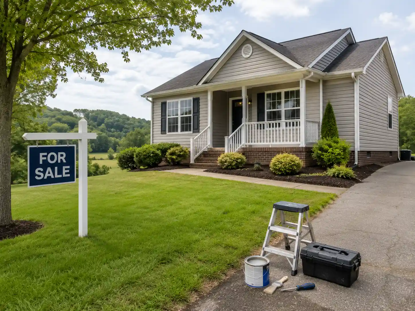 Real Estate Listing with Yard Tools